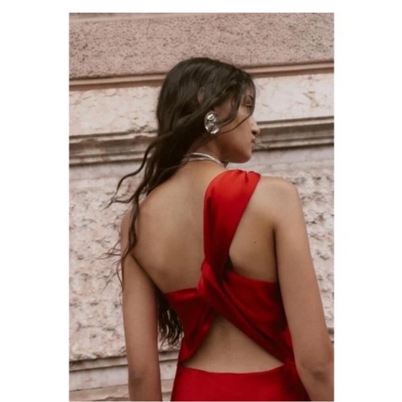 Zara Vibrant Red One-Shoulder Dress - Picture 7 of 10